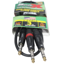 Prox PRXCSYS03 3 Ft. 1/4" TRS-M to Dual 1/4" TRS-M High Performance Audio Cable