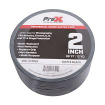 Prox PRXGF212BLK 2 Inch 36FT 12YD Matte Black Commercial Grade Gaffer Tape Pros Choice Non-Residue