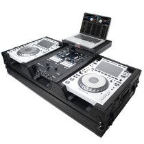 Prox PRXSCDM3000WLTBL DJ Coffin Case for Pioneer  2X CDJ-3000 CD  and  DJM-900NXS2 Mixer W/Wheels & Laptop Shelf (Black on Black)