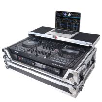 Prox PRXSDDJFLX10WLT Flight Style Road Case For Pioneer DDJ-FLX10 DJ Controller with Laptop Shelf 1U Rack Space and Wheels