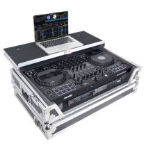 Prox PRXSDDJFLX10WLT Flight Style Road Case For Pioneer DDJ-FLX10 DJ Controller with Laptop Shelf 1U Rack Space and Wheels