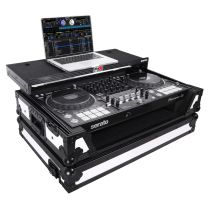 Prox PRXSDDJ1000WLTWH ATA Flight Case for Pioneer DDJ-1000 FLX6 SX3 DJ Controller with Laptop Shelf 1U Rack Space and Wheels - White Black
