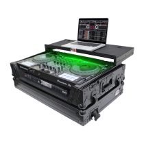 Prox PRXSDDJ1000WLTBLLED ATA Flight Case for Pioneer DDJ-1000 FLX6 SX3 DJ Controller with 1U Rack Space Wheels and LED - Black
