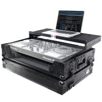 Prox PRXSDDJ800WLTBL Flight Case For Pioneer DDJ-800 Digital Controller W-Sliding Laptop Shelf and Wheels &1U; Rackspace -Black on Black