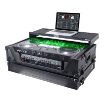 Prox PRXSREV71K2UWLTBLLED ATA Style Flight Case for Pioneer DDJ-REV7 DDJ-1000 SRT DJ Controller with 2U Rack Space Laptop Shelf Wheels LED Black Finish