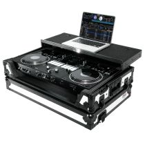 Prox PRXSDDJREV7WLTWH ATA Flight Case for Pioneer DDJ-REV7 DJ Controller with Laptop Shelf 1U Rack Space and Wheels - White Black