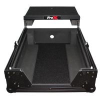 Prox PRXSM12LTBL Mixer ATA Flight Hard Case for Large Format 12" Universal DJ Mixer with Laptop Shelf Black on Black