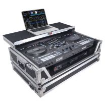Prox PRXSRANEFOURWLT ATA Flight Style Road Case For RANE Four DJ Controller with Laptop Shelf 1U Rack Space and Wheels
