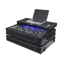 Prox PRXSSCLIVE2LTBLLED ATA Flight Style Road Case For Denon SC Live 2 Controller with Laptop Shelf 1U Rack Space RGB LED Black Finish