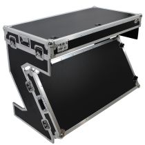 Prox PRXSZTABLE Z-Table Folding DJ Table Mobile Workstation Flight Case Style with Handles and Wheels